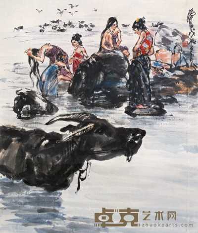 黄冑 1988年作 澜沧江边 镜心 83.5×71cm